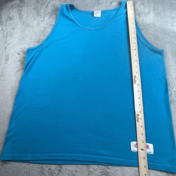 Vintage 90s Jerzees Tank Top Mens XL Blue Cut Off Gym Shirt Y2K Gains Streetwear - Picture 5 of 11